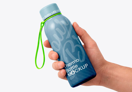 Reusable bottle mockup in hand isolated