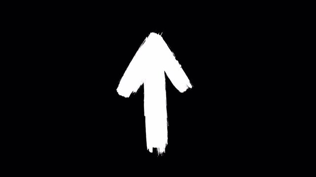 Hand drawn white arrow animation on black background.