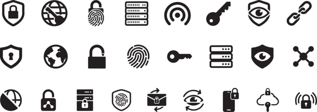 VPN. Silhouette vector icon Set