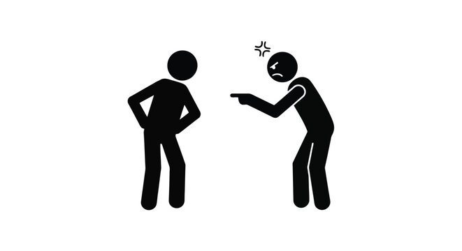 Stick Figure Confrontation Depicting Aggression and Conflict.