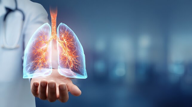3D medical anatomical illustration of acute pulmonary embolism, blockage of pulmonary artery by blood clot inside human lung vascular system, cross-section respiratory organ anatomy showing thrombus 