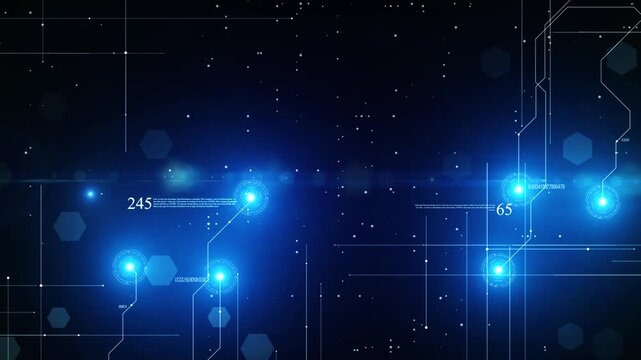 Abstract Digital Network Connection with Glowing Data Nodes.