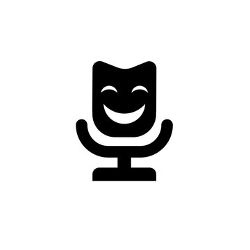 Comedy Microphone Icon with Happy Theater Mask