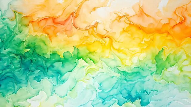 Artistic orange and green watercolor paint abstract  background