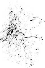 Obraz premium Black blood splatter texture with ink splashes isolated on white background