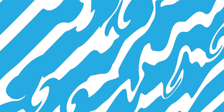 Seamless blue and white abstract wavy pattern. Liquid marble texture, flowing lines dynamic background. Vector illustration for fabric, wallpaper, wrap.