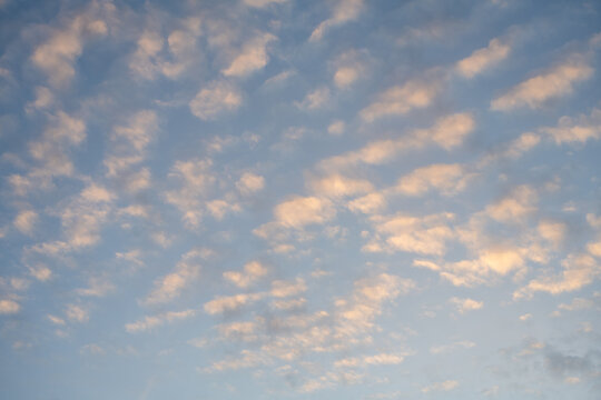Blue Sky with Soft Cirrocumulus Clouds Background Texture