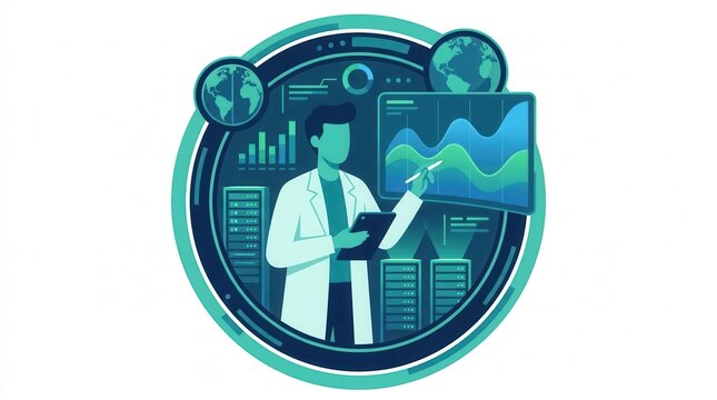 Atmospheric Modeling: Climate analyst working in a supercomputing facility
