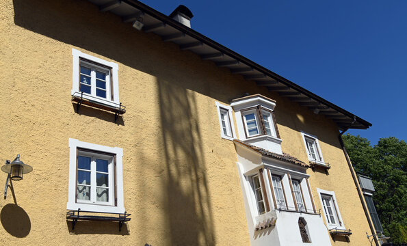 the historic center of Chiusa (Klausen) with its picturesque houses in South Tyrol, Italy