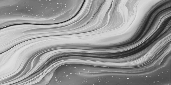 Abstract silver metal background with flowing white waves and a black chrome liquid texture in a 3d motion design