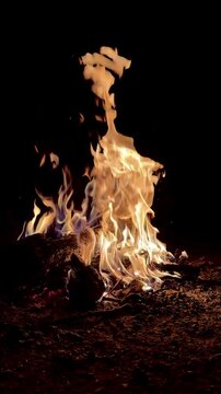 Peaceful Campfire and Sparks Flying in Nature