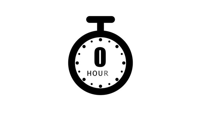 Analog clock with 0 hour o'clock isolated on white background