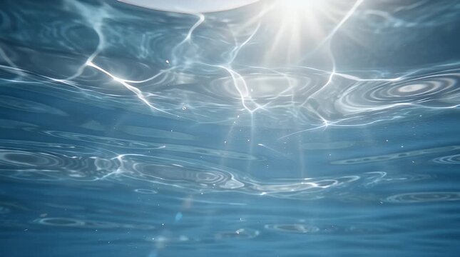 Underwater scene with sunlight filtering through ocean surface