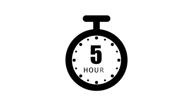 Analog clock with 5 hour o'clock isolated on white background