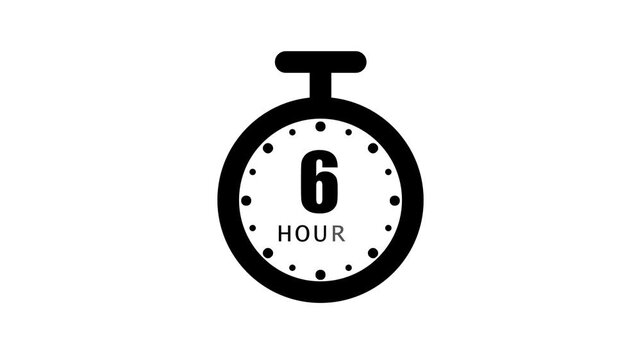Analog clock with 6 hour o'clock isolated on white background