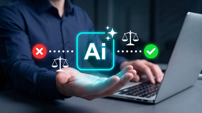 
AI decision validation and approval workflow concept with responsible artificial intelligence governance, ethical compliance, enterprise oversight, automated risk assessment and policy verification
