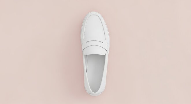 Isolated white leather loafer shoe mockup seen from above perfect for fashion retail marketing and footwear presentation