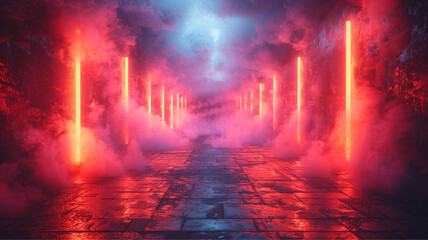 Obraz premium Futuristic Neon Corridor Background