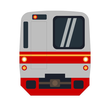 Indonesian Commuter Line Electric Train Front View Flat Vector