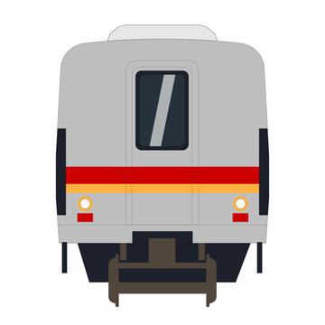 Indonesian KRL Commuter Line Train Back View Flat Design