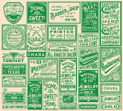Vintage typography label collection