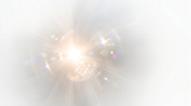 The sun shines brightly in a hazy atmosphere with a burst of light.
