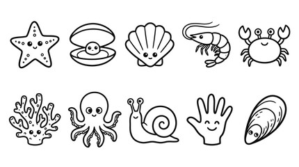 Obraz premium Sea Creatures and Shells sea animals vector