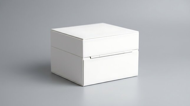 Luxury white watch box mockup square container with lid for jewelry presentation and premium retail branding display