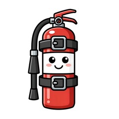 Fototapeta premium Cute cartoon robot with smiling face in flat vector style.
