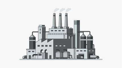 Obraz premium Industrial factory complex with smokestacks.