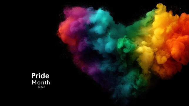 Pride month celebration digital artwork colorful smoke heart abstract