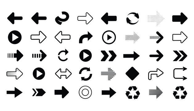 Black and white of arrows, shapes, and symbols geometric