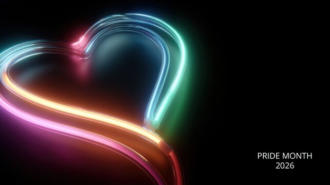 Celebrating pride month 2026 with colorful heart design digital art
