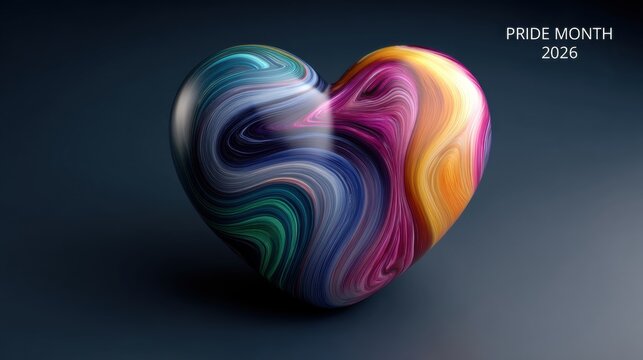 Celebrating pride month 2026 colorful heart art in 3d design