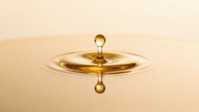 Golden liquid drop creating ripples