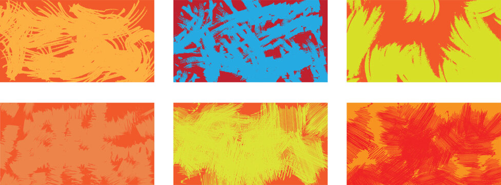 Collage of colorful abstract painted textures and brush strokes with multi color