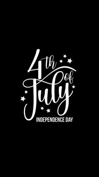 Happy 4th of July Vertical 9:16 Animation Text on Green Screen and alpha channel. Great for Instagram Reels, TikTok, Shorts Video Introduction 4K Footage, and USA Independence Day Greetings.