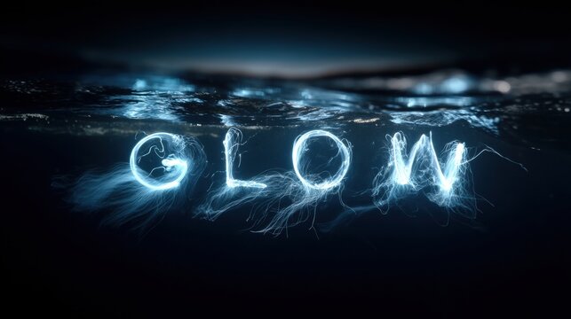 Illuminating water glow effect underwater scene digital art dark