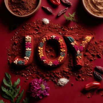 Celebrating joy with colorful spices kitchen food art vibrant close-up