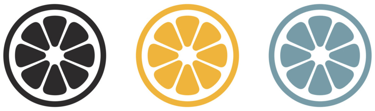Adobe Illustrator ArtworkOrange slice shape set with grapefruit and mandarin symbols in vibrant citrus vector illustration for summer promotions, healthy living concepts, food branding, and fresh 