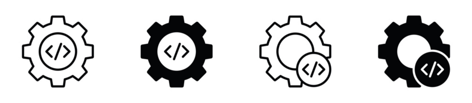Programming development  Icon Set. Software Configuration, Coding and Programming Icons. Vector Illustration.