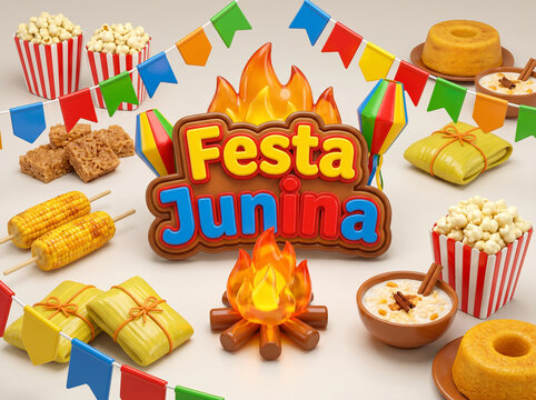 Festa Junina foods and decoration still life