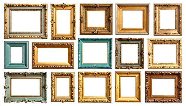 Collection of various ornate picture frames.