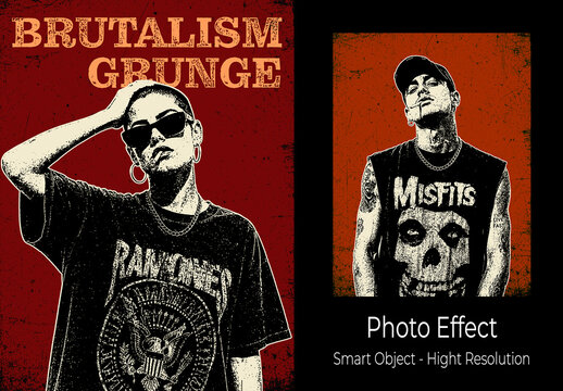 Brutalism Grunge Photo Effect PSD Template