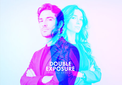 Double Exposure Color Photo Effect PSD Template