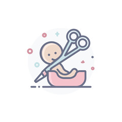 Naklejka premium Baby and Surgical Scissors Icon Isolated