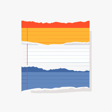 Torn Lined Paper with Colorful Sections