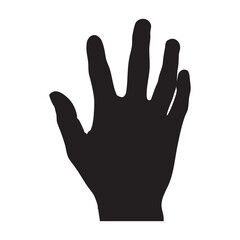 Obraz premium Black silhouette of an open hand wearing a black glove with five fingers visible