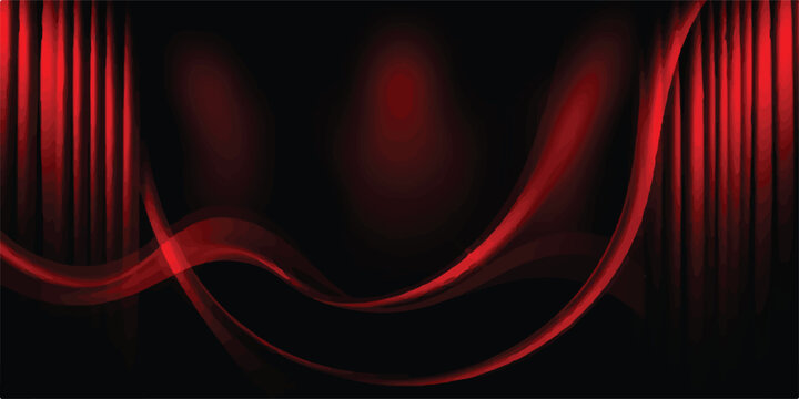 Abstract red velvet stage curtains with flowing light waves background abstract curtains performance dramatic artistic atmosphere cinematic backdrop presentation composition