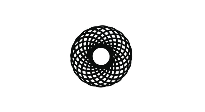 Geometric pattern forms a circular mandala shape composed of intricate intersecting lines.